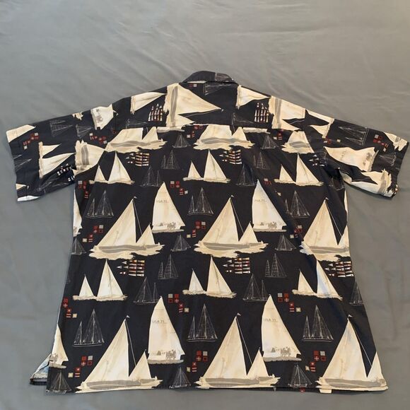 Natural Issue Shirt Mens‎ 2XL Tall Navy Sailboat Button Front Short Sleeve Camp - Picture 5 of 6